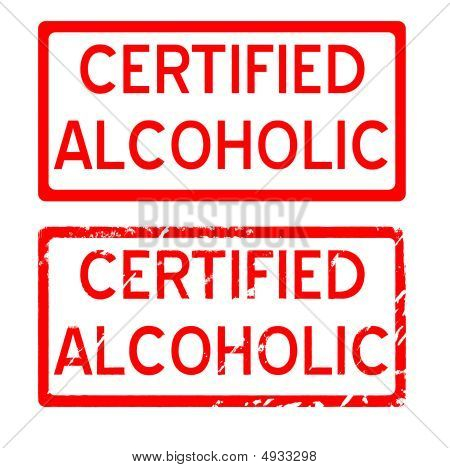 Certificado simples de alcoólatra ou carimbo de borracha do Grunge
