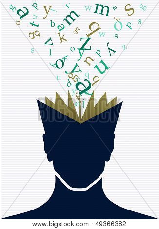 Human Head Book Words Concept.