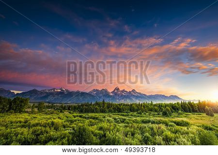 Sunrise In The Wyoming Tetons