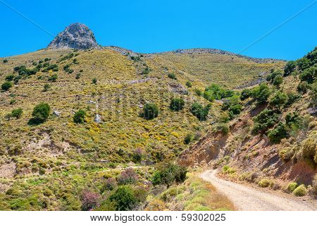 Road To Mountains. Crete, Greece