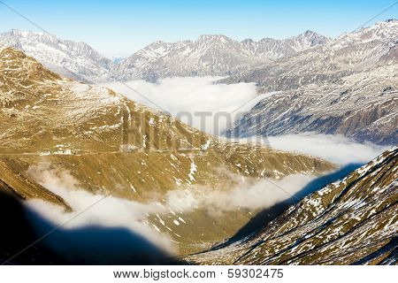 view from Furkapass, canton Graubunden, Switzerland