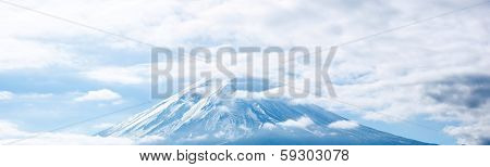 Panorama of Mountain Fuji fujisan from yamanaka lake at Yamanashi Japan