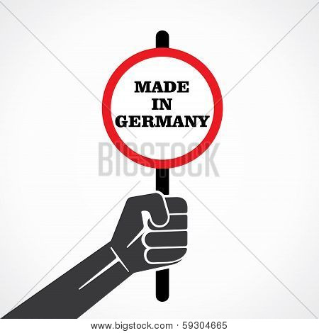 made in germany word banner hold ion hand stock vector