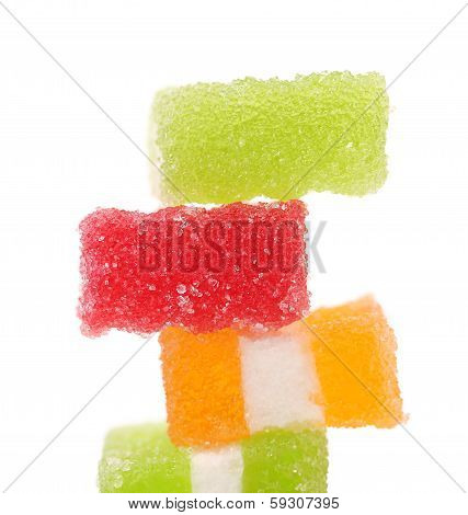 Stack of different fruit-paste candies
