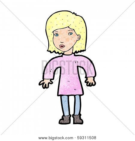 cartoon cautious woman