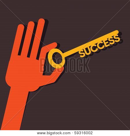 Success key in hand stock vector