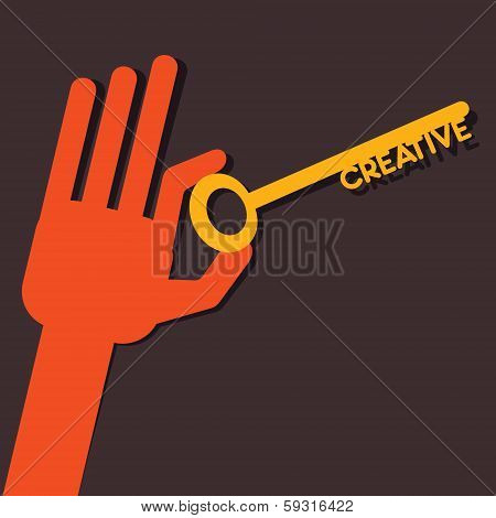 Creative key in hand stock vector