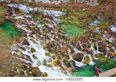 Plitvice Lakes Cascades Aerial View