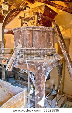 Old Traditional Watermill Interior View