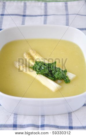 A beautiful light, creamy asparagus soup,.