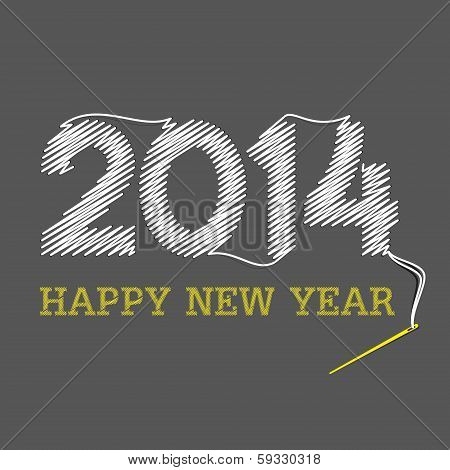 happy new year 2014 design with needle and thread theme concept vector