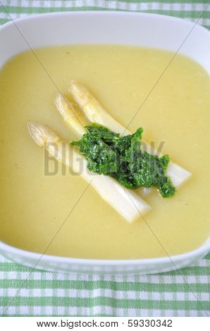 A beautiful light, creamy asparagus soup,.