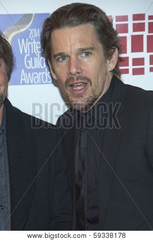 NEW YORK-FEB 1: Actor Ethan Hawke attends the 66th Annual Writers Guild Awards Ceremony at the Edison Ballroom on February 1, 2014 in New York City.