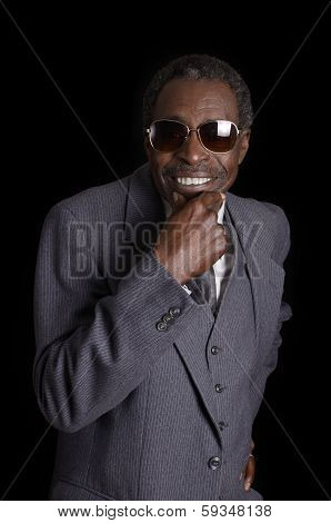 Elder Black Senior With Sunglasses