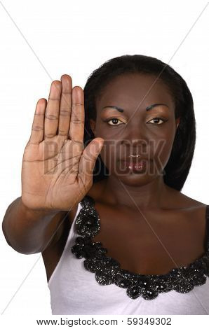 African Woman Showing Hand To Say No!