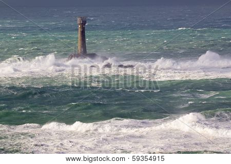 Storm At Lands End Cornwall England