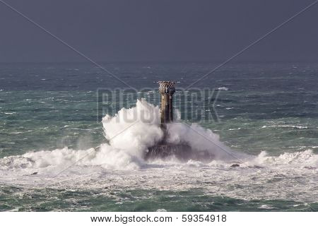 Storm At Lands End Cornwall England