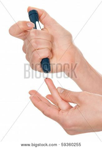 Diabetes Diabetic Concept Finger Prick Measuring Level Blood