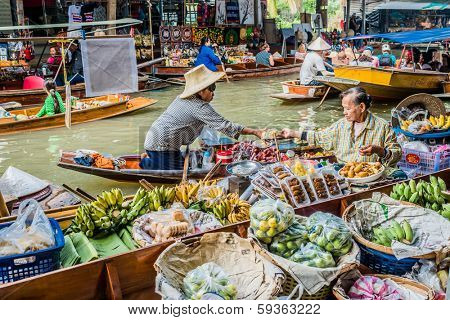Bangkok, Thailand - December 30, 2013: people at Amphawa Bangkok floating market