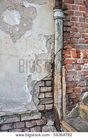 dilapidated facade