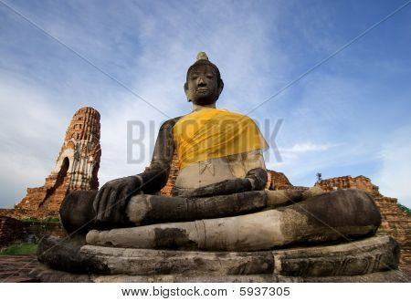 Ruin acient buddhan temppeli Thaimaassa