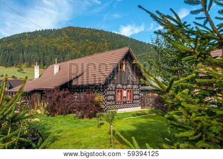 Timbered Houses In Village Cicmany