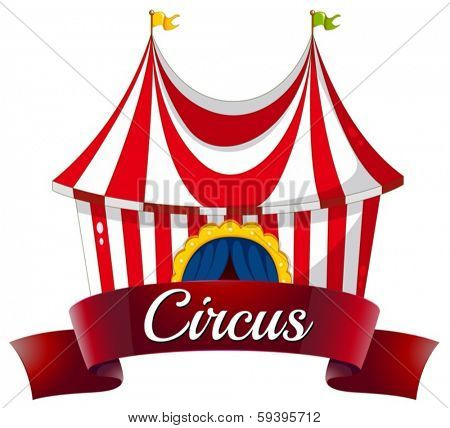 Illustration of a circus label on a white background