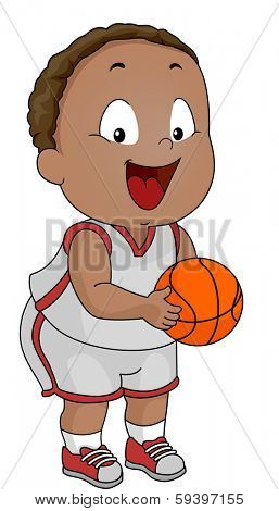 Illustration of a Little Boy Clad in Basketball Attire
