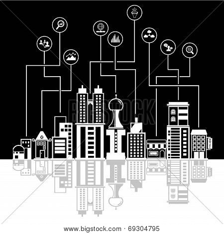 city skyline and downtown