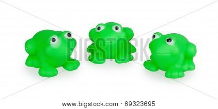 Three Rubber Green Toad