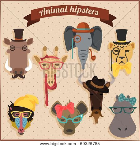 Cute fashion Hipster African Animals