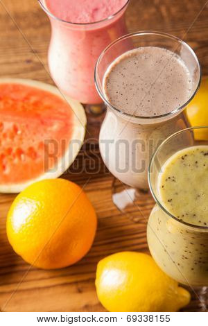 Healthy Diet, Protein Shakes And Fruits