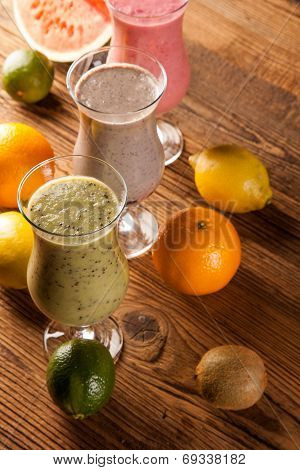 Healthy Diet, Protein Shakes And Fruits