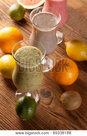 Healthy Diet, Protein Shakes And Fruits