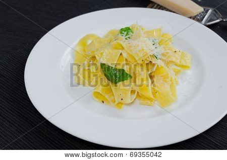Fresh Pappadelle Pasta With Lemon, Basil And Creame