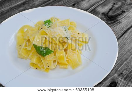 Fresh Pappadelle Pasta With Lemon, Basil And Creame