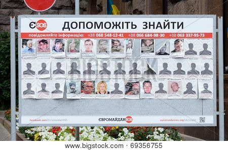 Poster with photos of missing people saying 