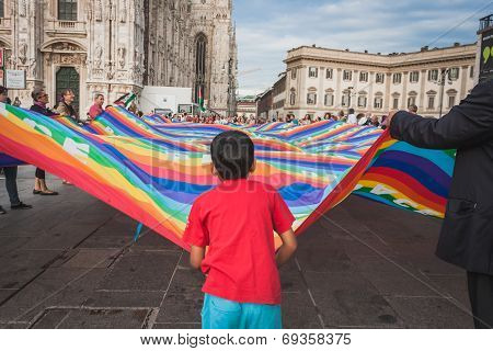 People Protesting Against Gaza Strip Bombing In Milan, Italy