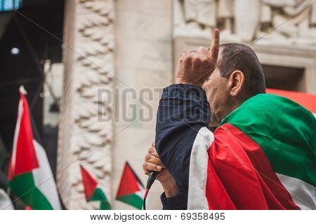 People Protesting Against Gaza Strip Bombing In Milan, Italy