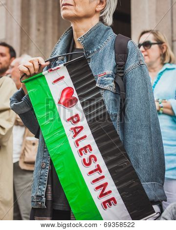 People Protesting Against Gaza Strip Bombing In Milan, Italy