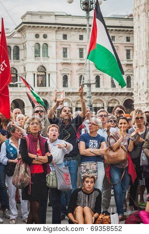 People Protesting Against Gaza Strip Bombing In Milan, Italy