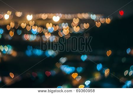 Blur image, love or heart shape bokeh of light