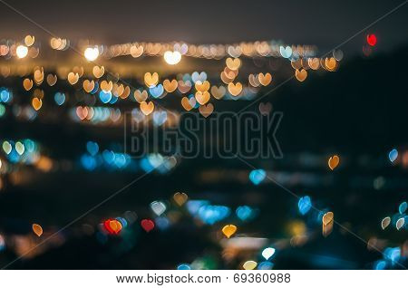 Blur image, love or heart shape bokeh of light