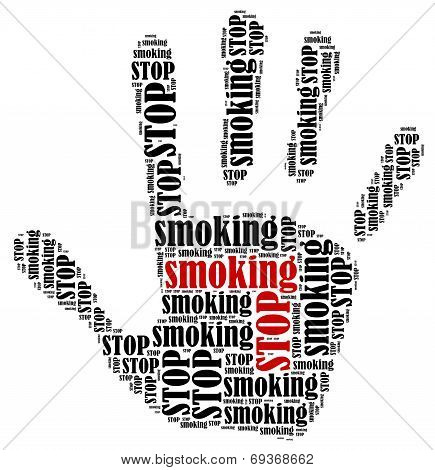Word Cloud Illustration In Shape Of Hand Print Showing Protest.