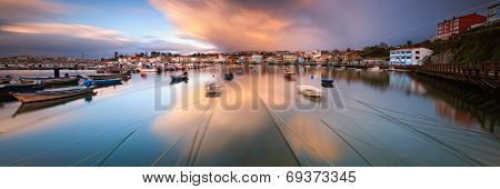 Panoramic View Of Mugardos In Galicia, Spain.
