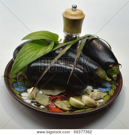 Eggplants On A Plate