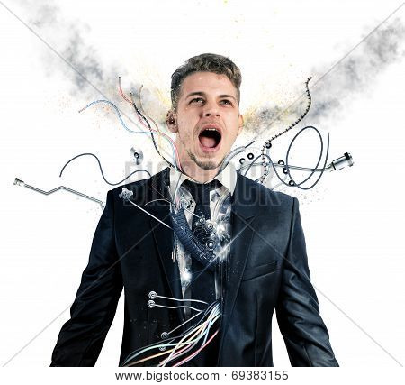 Businessman Robot Explosion