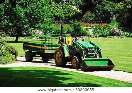 Green utility tractor.