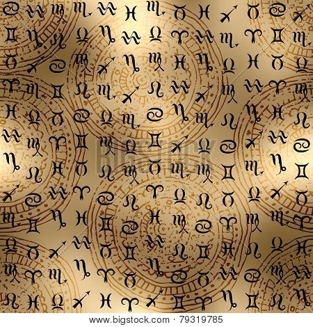 Signs of zodiac on ethnic background