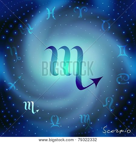 Space spiral with astrological Scorpio symbol